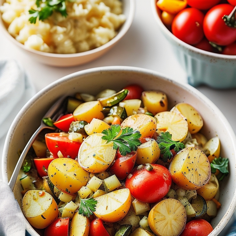Салат из запеченных овощей и картофеля