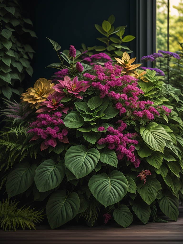 Комнатный цветник с декоративнолиственными растениями