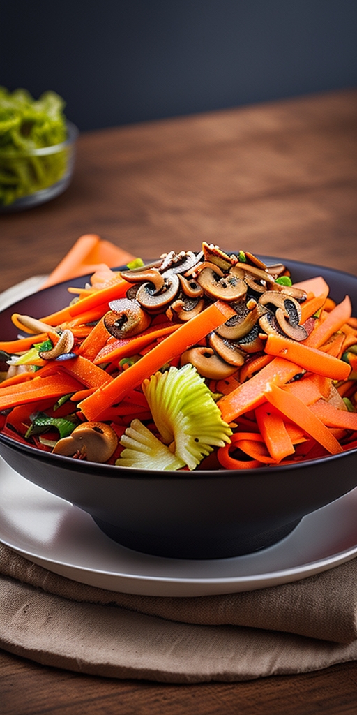Салат с морковью по-корейски, грибами и копченой курицей